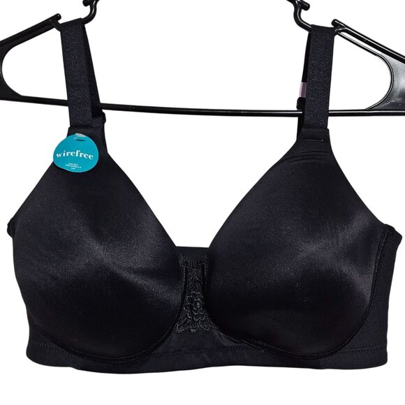 Vanity Fair Wirefree Black Padded Bra Size 36D Adjustable Straps Womens Intimate - Picture 1 of 5